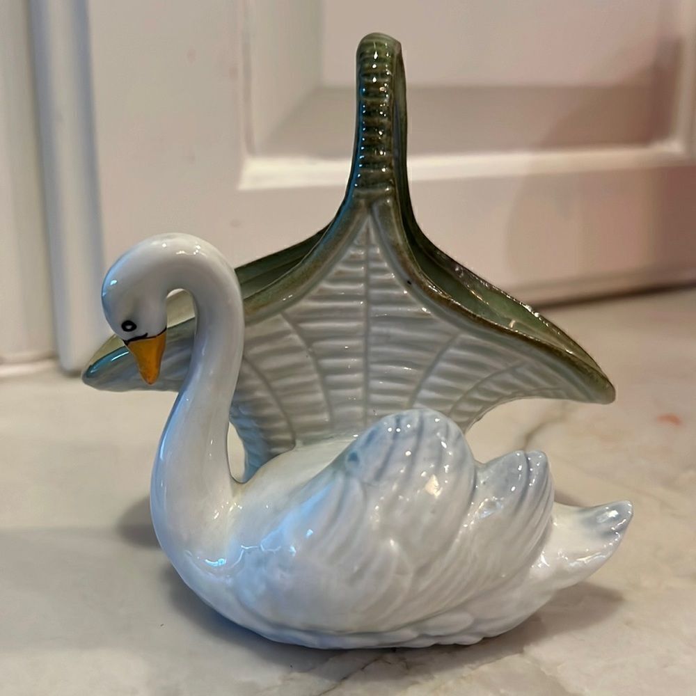 Beautiful Antique German Swan w/ Basket